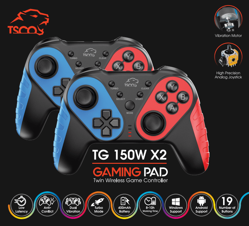 دسته بازی دوبل بی سیم تسکو مدل TG 150WX2
